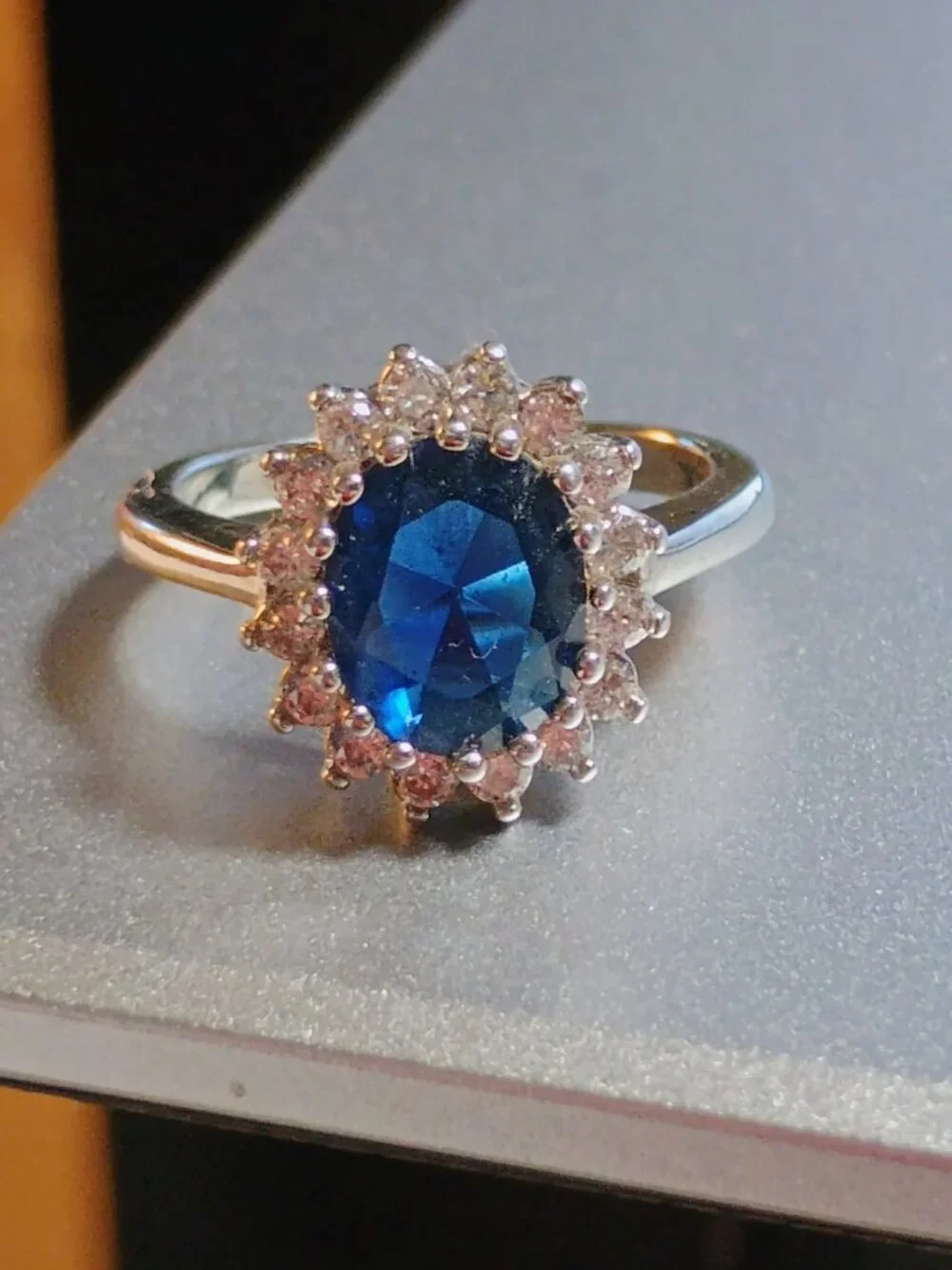 Oval Cut Blue Sapphire Classic Princess Style Ring